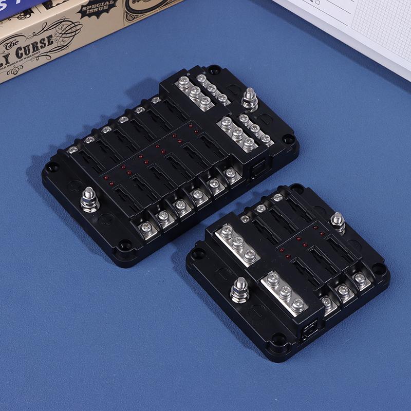 6/12 Way Blade Fuse 12-24V Car Boat Fuse Box Holder With Plastic Cover For Power Panel Board Camper Fuse1/2Pcs