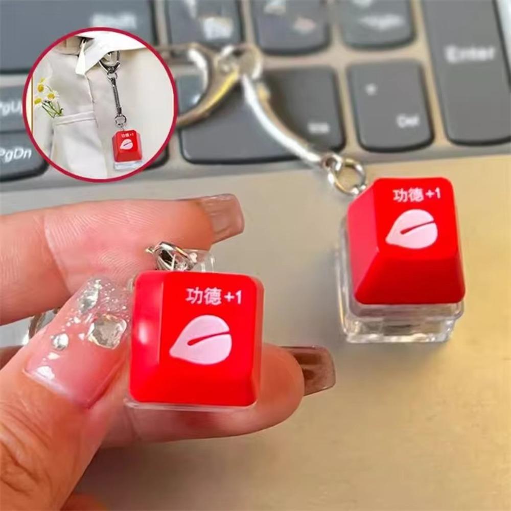 Wooden Fish Keychain Led Light Finger Keyboard Mini Fidget Button  Gift