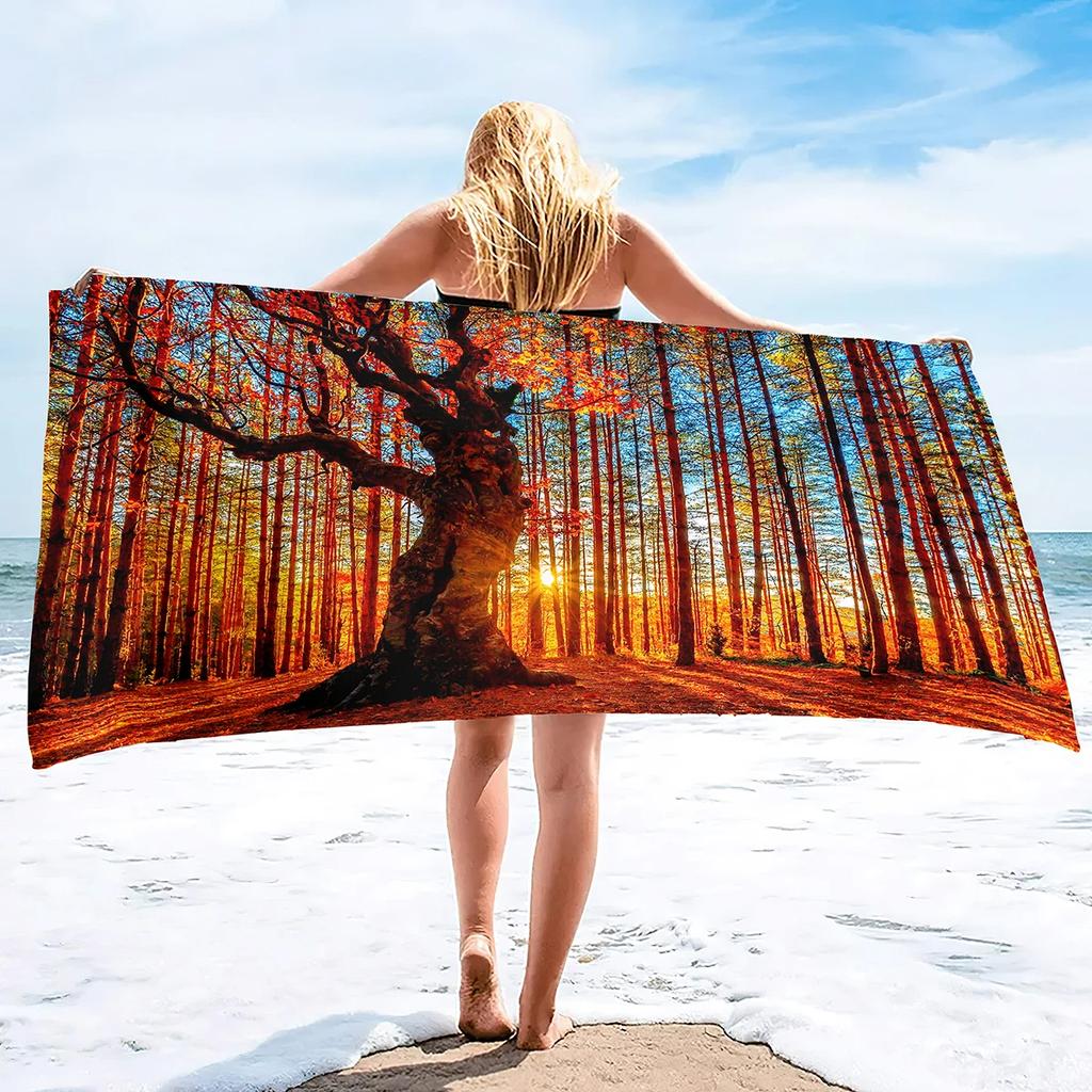 Mystery Forest Beach Towel Tree Bath Towel For Travel Sport Gym Spa Yoga Kitchen Hand Towels Microfiber Quick Dry Swimming Cover