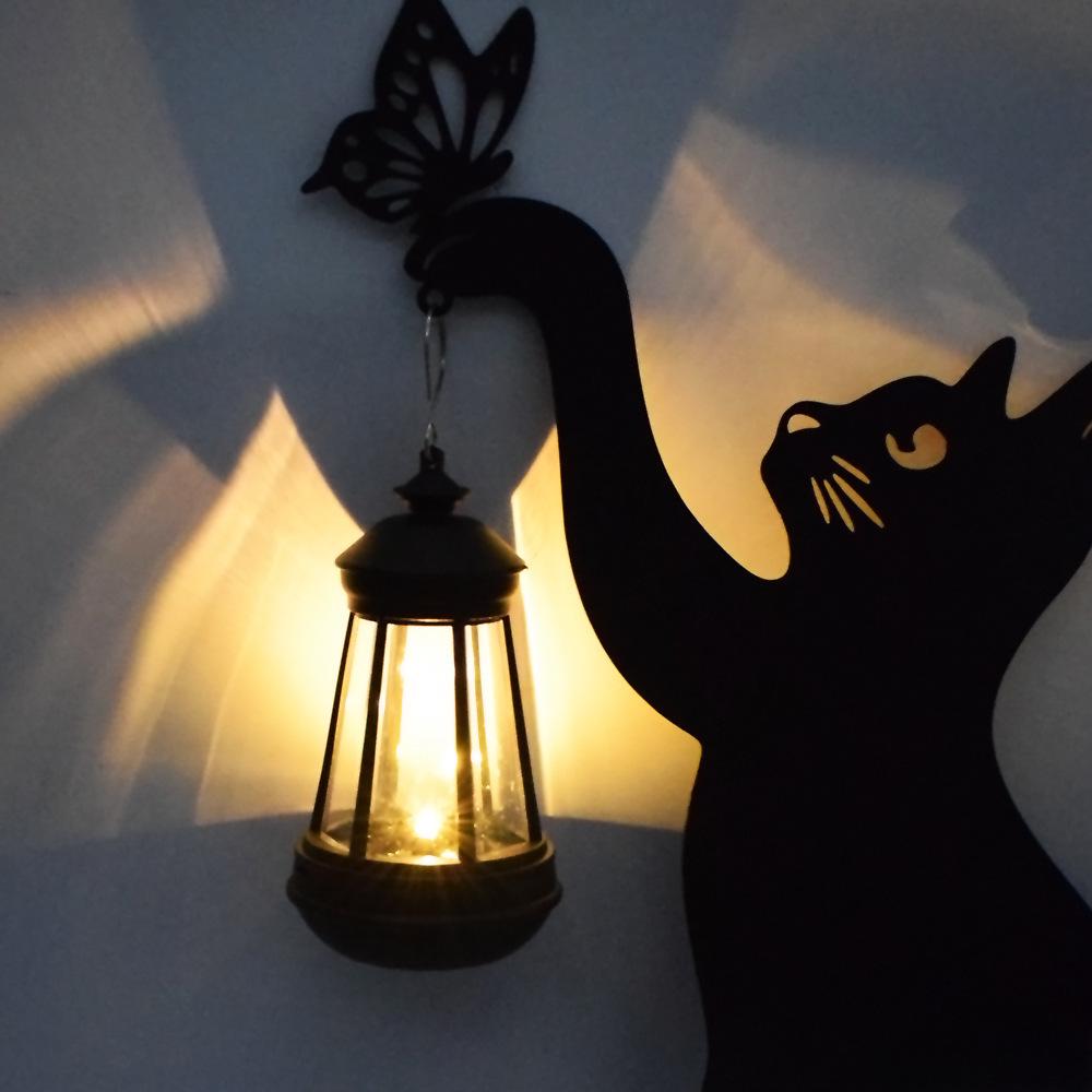 Solar Garden Light: Iron Cat-Shaped Waterproof Outdoor Decoration