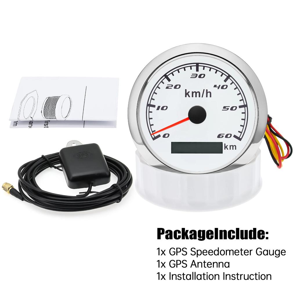 85mm GPS Tacho 7 Farben LED 0-60KMH 0-120KMH Geschwindigkeitsmesser mit GPS Antenne für Marine Auto Boot Yacht Autozubehör