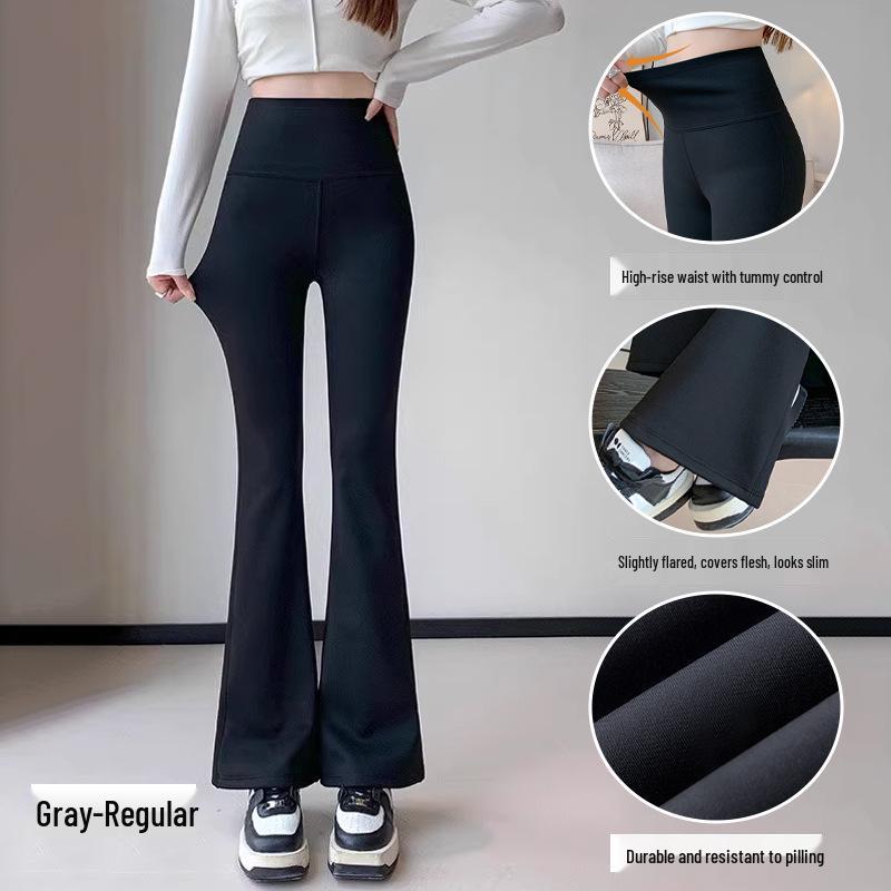 

High-Waisted Fleece-Lined Shark Fin Micro-Flare Yoga Pants for Autumn/Winter Warmth 2XL