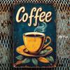 Retro Coffee Cup Tin Sign 8x12, Waterproof Rustproof Wall Decor for Home Bathroom