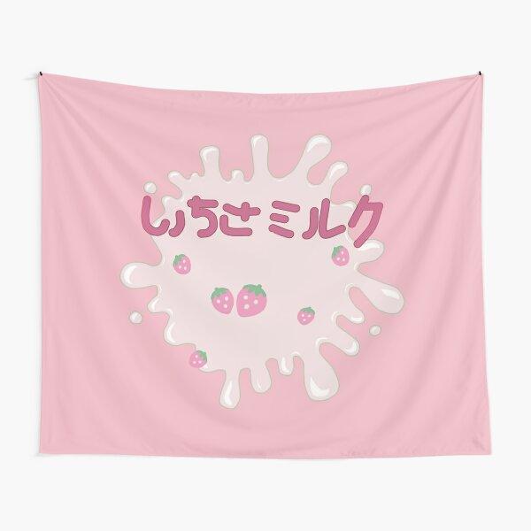 Arazzo Carino al Latte di Fragola Cartone Animato Rosa Fragola Appeso a Parete Arte per Stanza di Bambine Adolescenti Decorazione Coperta da Parete Rosa