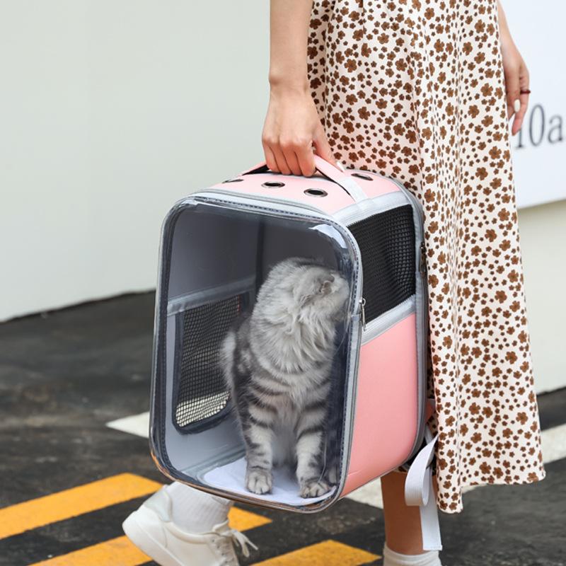 Transparent Outdoor Backpack Portable Cat Carriers Bag Breathable Pet Cats Dogs Birds Bag for Airline Approved Transport