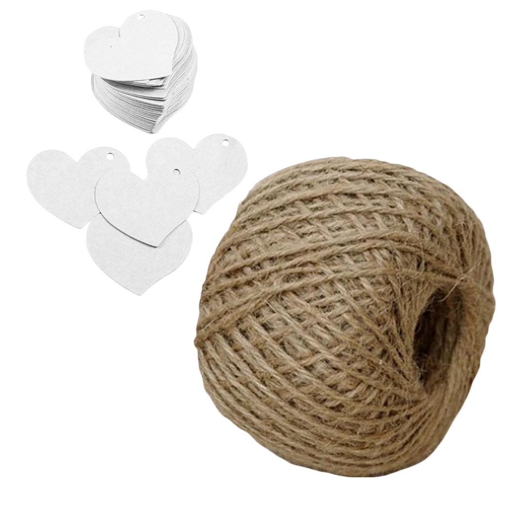 100pcs Gift Tag Kraft Paper Card DIY Tag with 10M Jute Twine String,Home Baking Gift Message Bookmark Tag