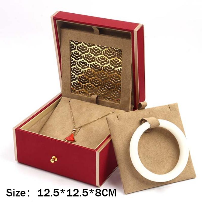 

Wedding Jewelry Display Box Necklace Organizer Case Valentines Gifts Bracelet Exhibition Cases Cloth Jewellery Storage Boxes червоний