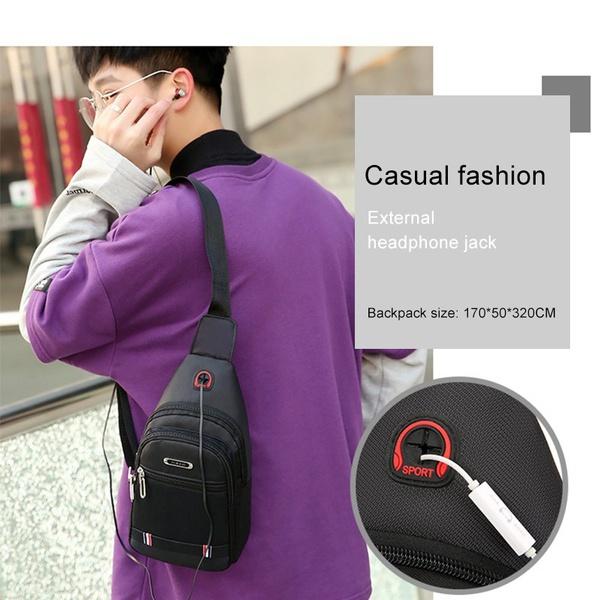 Men's Casual Multifunctional Chest Bag Nylon Shoulder Bag  Double Storage Bag Waist Bag