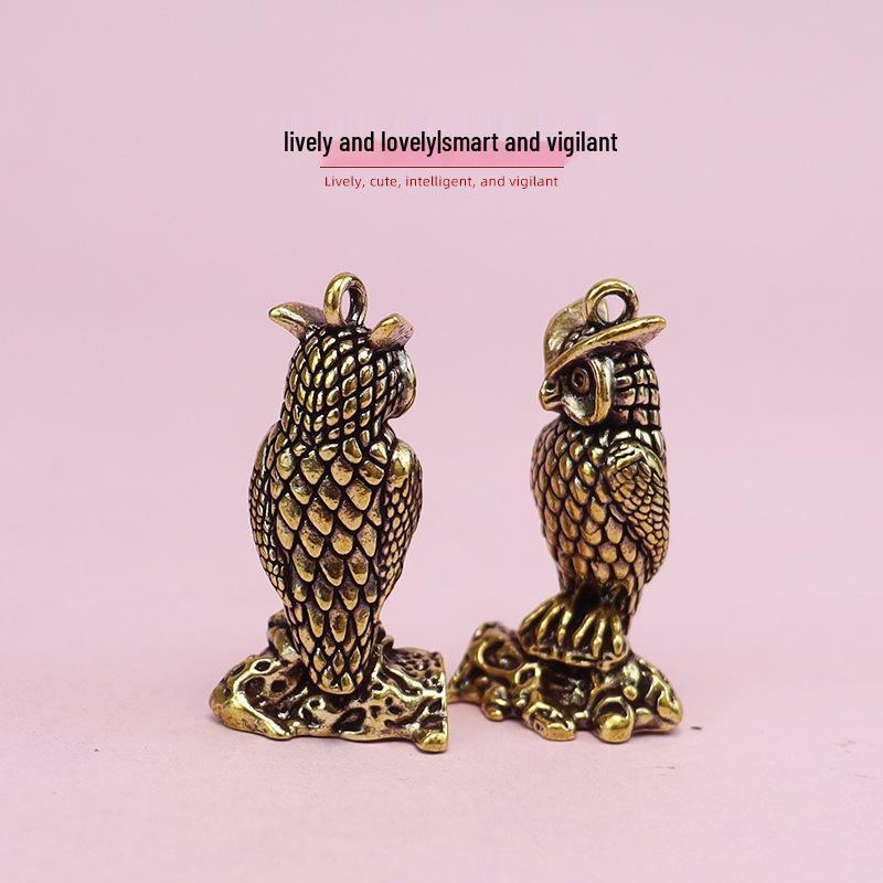 Stehende Eule Messing Ornament: Hochwertiges kulturelles Handwerk mit nationalem Schatz-Essenz