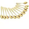 12pcs gold stainless steel coffee spoon, dessert spoon, tea spoon, machine washable, suitable for kitchen, restaurant