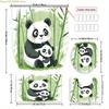 1/3/4pcs Bamboo Panda Shower Curtain Set - Cute Panda & Bamboo Design, Includes, U-Pad, Lid Cover, 12 Hooks, 180x180cm, Polyes
