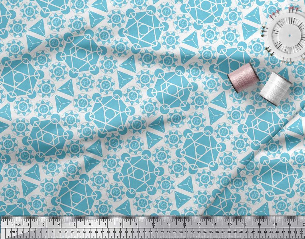 Soimoi Black Japan Crepe Satin Fabric Sacred Geometric Fabric Prints By Metre 42 Inch