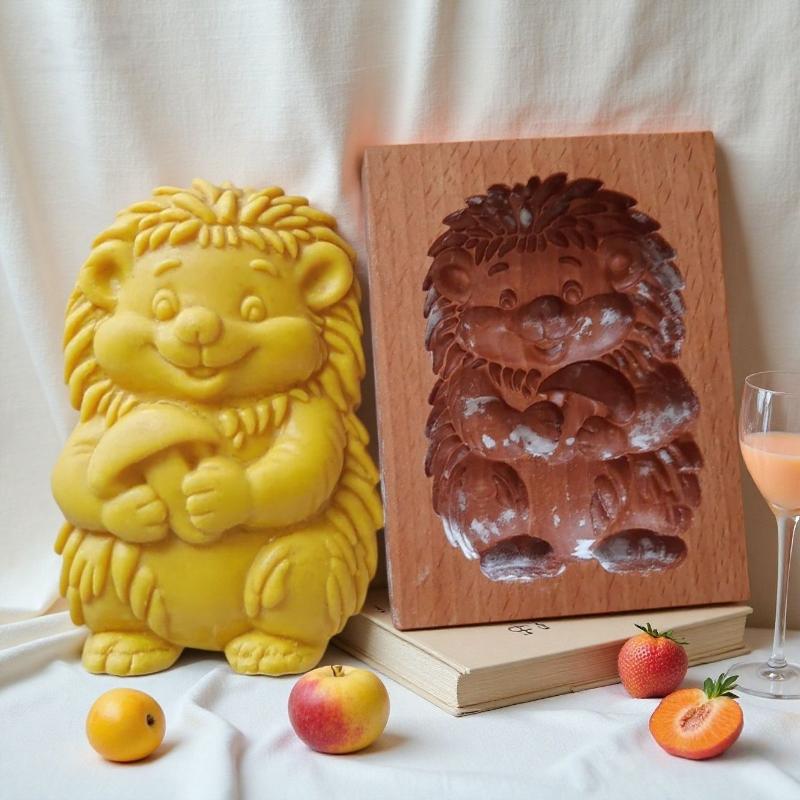 Holzplätzchenformen mit Tiermustern, 3D DIY geschnitzte geprägte Keksstempelformen, Vogel, Gans, Pferd, Igel