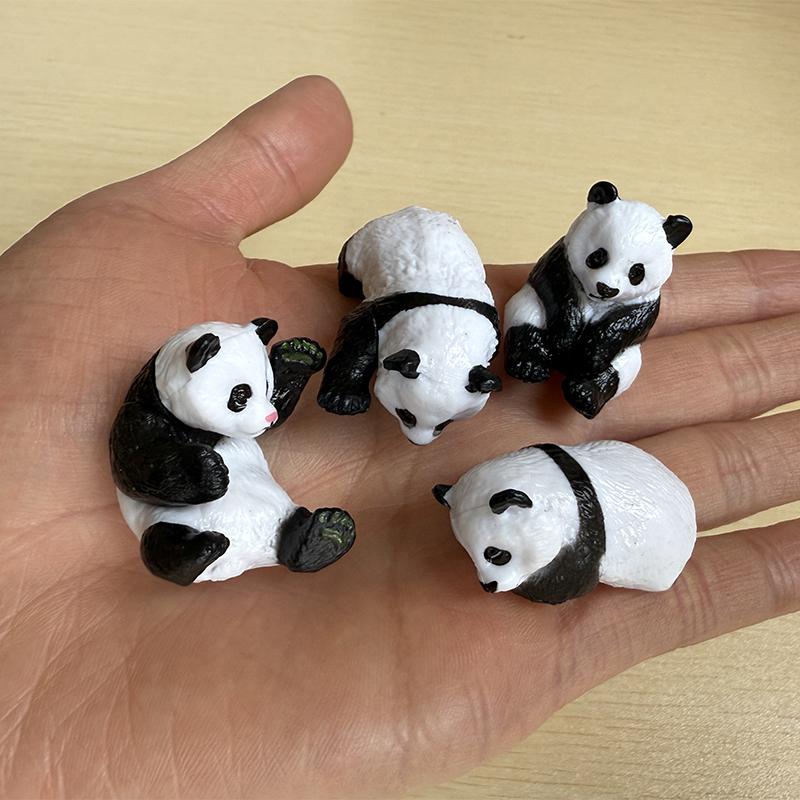 4 Pcs/Set Cute Panda PVC Figure Desktop Decoration DIY Microlandscape Ornaments Accessories Home Decor