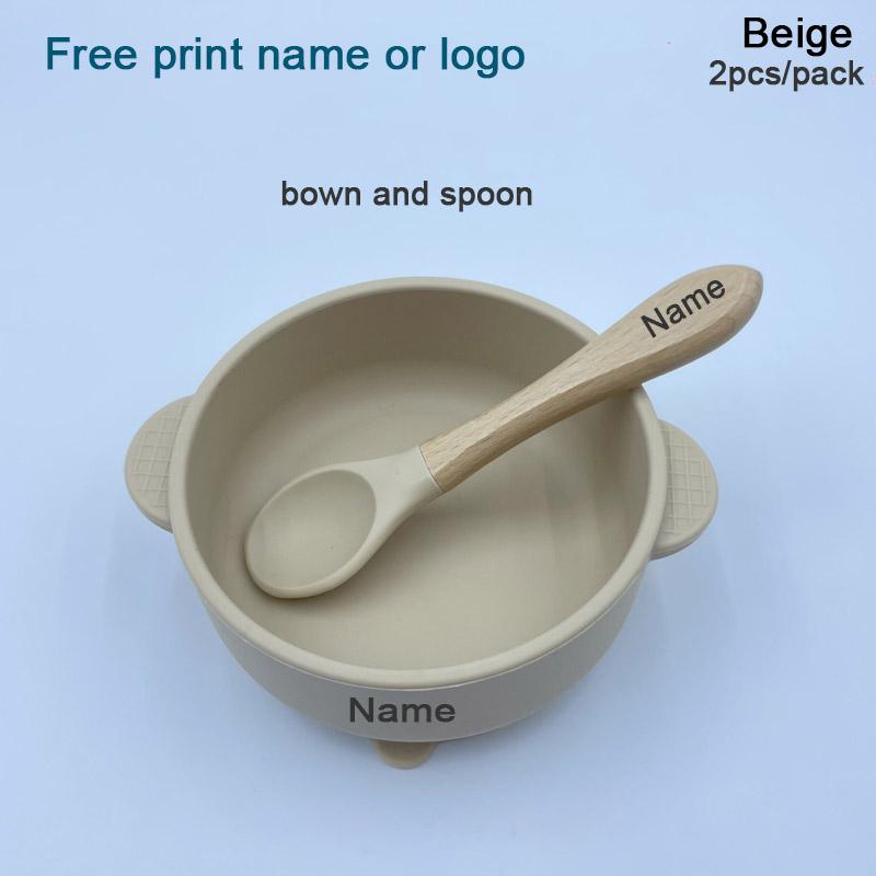 Set Pappa in Silicone Personalizzato con Nome per Bambino Ciotola con Ventosa Piatti in Silicone Piatto per Biberon Bavaglini Cucchiaio Forchetta Stoviglie Senza BPA