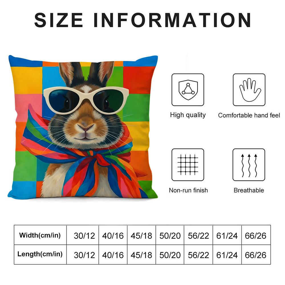 Süßer Hase Kunst Kissenbezug Plüschstoff Weich Beidseitig Bedruckt Sofa Warm Winter Zuhause Kindergeschenk Kissenhülle