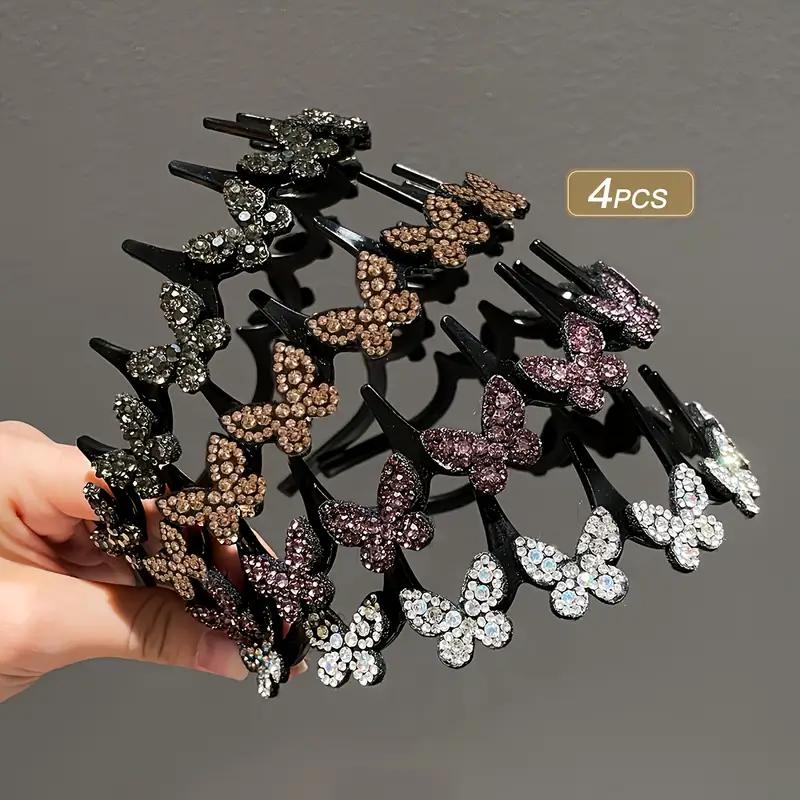 

4 шт. элегантных и милых повязок на голову с украшениями в виде бабочек для женщин 4pcs разноцветный