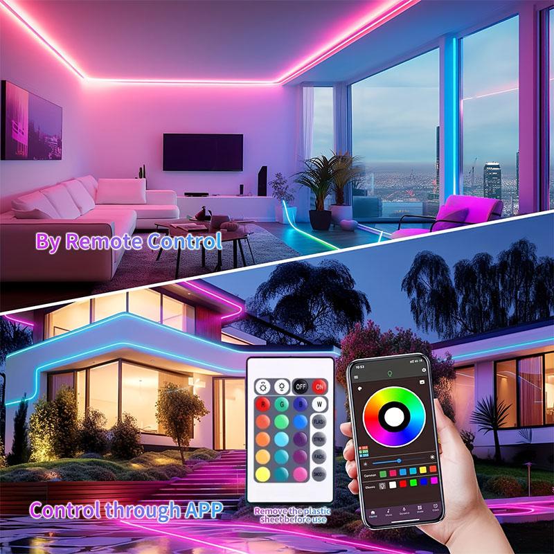 5V RGB Neon LED Strip Light – IP65 Waterproof, Bluetooth APP Control, Music Sync & 24-Key Remote for TV Bedroom Party Home Decor