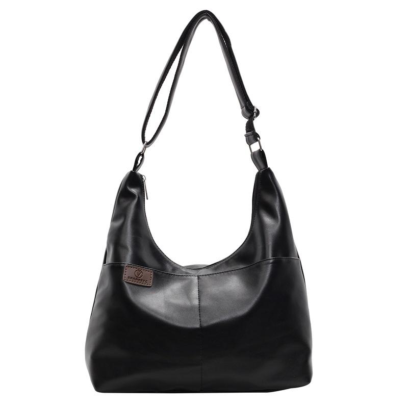 

Женская мягкая кожаная сумка-тоут большой емкости для студентов, сумка через плечо чёрный