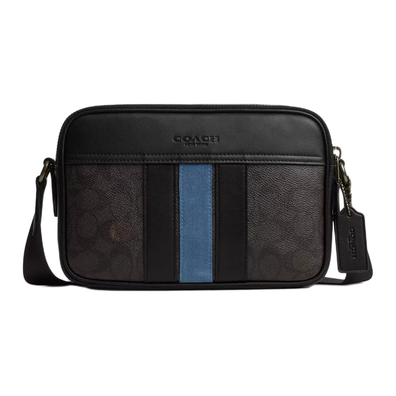 

Coach Graham 23 Academy Stripe Design Adjustable Shoulder Strap Coated Canvas Suede Smooth Calfskin Crossbody Bag Medium CDC52-QBWAN Basic Set (Bag+Dust Bag)