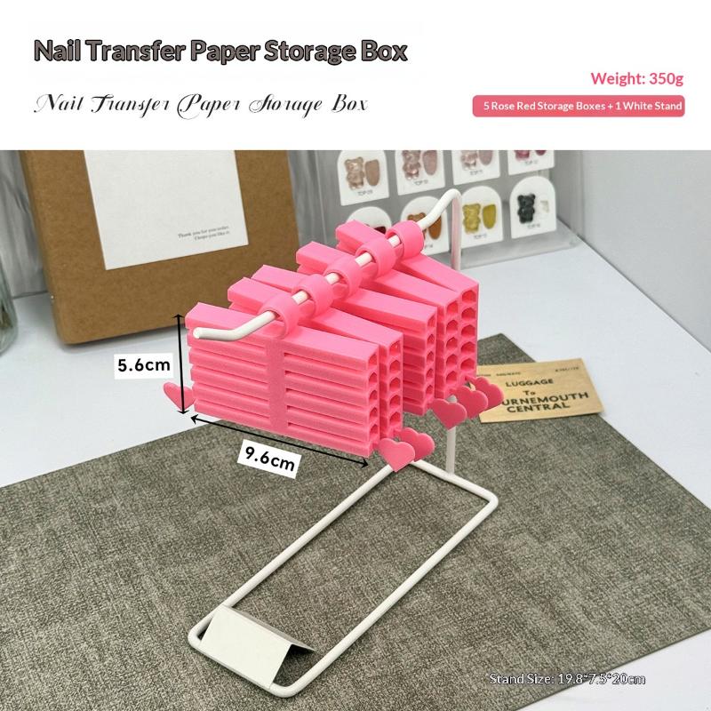 Nail Art Transfer Paper Organizer 10 Section Plastic Storage Box Compact Display Stand for Manicurist DIY Designs