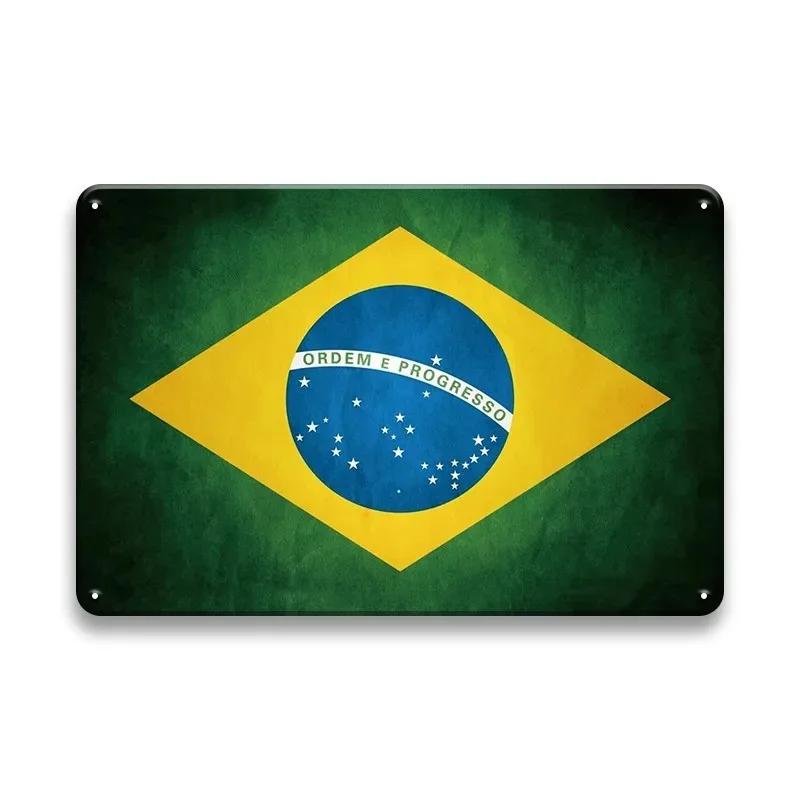 Rustic Antique International Countries Flag Metal Sign Retro Wall Art For Bar Garage Pub Man Cave Indoor Wall Decoration