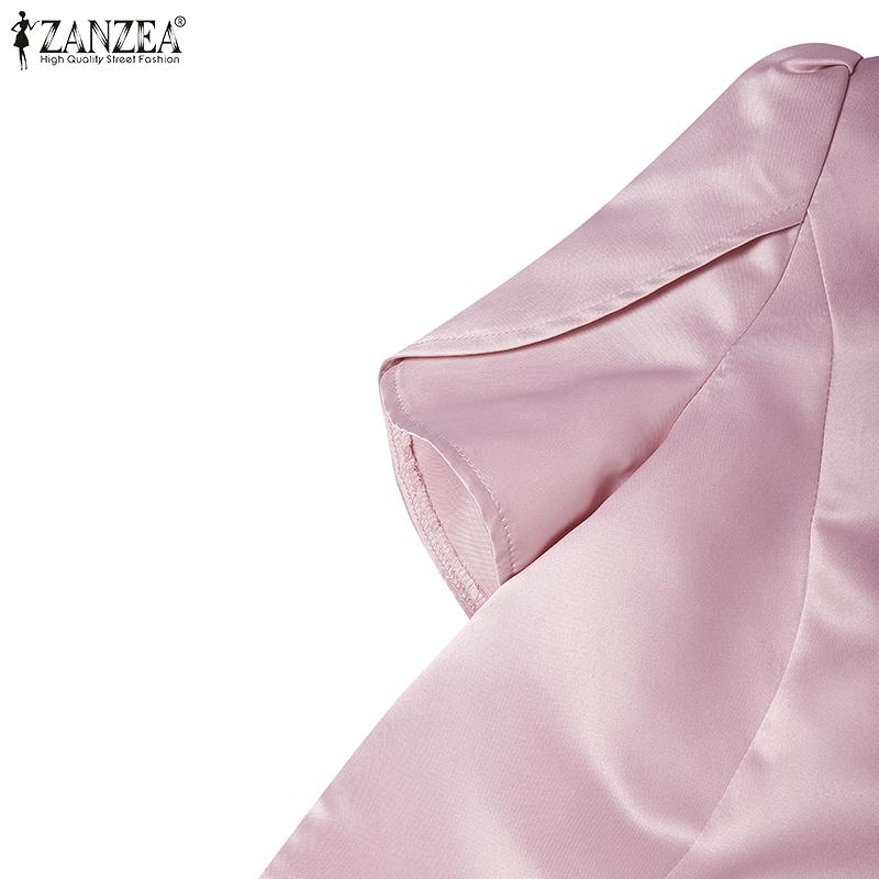 ZANZEA Women Casual Square Collar Summer Short Sleeve Blouse