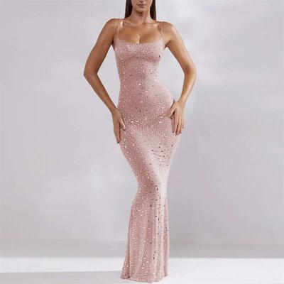 Spicy Girl Dress Mermaid Dress Sexy Sling Sleeveless Dress Light Diamond Women's Clothes Semi See-through Sling