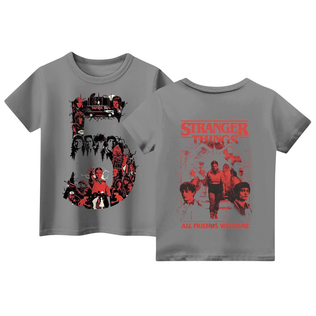 Laste lühikeste varrukatega topid, vabaaja trükiga T-särk, ümara kaelusega pulloverpluus