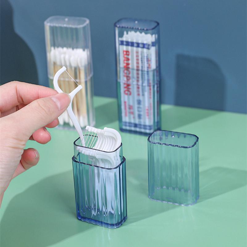 Boîte de rangement transparente portable pour cure-dents de voyage, boîte simple pour cotons-tiges, petite boîte pour articles divers