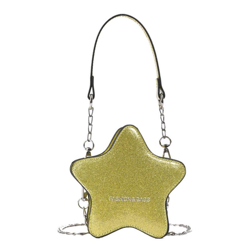 Fashionable Color Solid Star Shaped Glossy Children Casual Shoulder Chain Bag