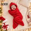 Süßer Sternförmiger Baby-Strampler Neugeborenen-Schlafsack, Weiche Flanell-Wickeldecke für Jungen Weihnachtsoutfit Mädchen, Warmes Feiertagskostüm Fotografie
