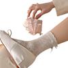 Mesh Breathable Mid-calf Socks - Summer Lightweight Style with Openwork, Lace-up, and Bow Details - Exquisite Mid-calf Women's Socks