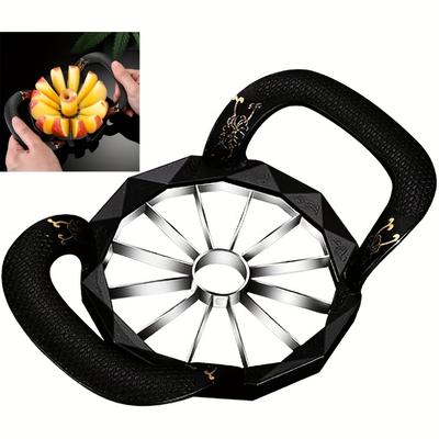 One, Apple Slicer, 12 Slice Manual Fruit Cutter with Heavy Duty Stainless Steel and Diverter, Non Slip Handle for Easy Use Black