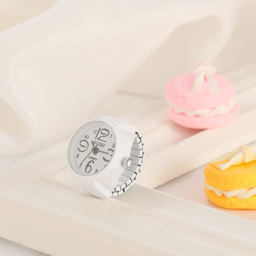 JEWELRYWE Ring Watch, Business, Fashion, Waterproof, Flip-Up Cover, Numeric Dial, Sports, Quartz Movement, Stainless Steel