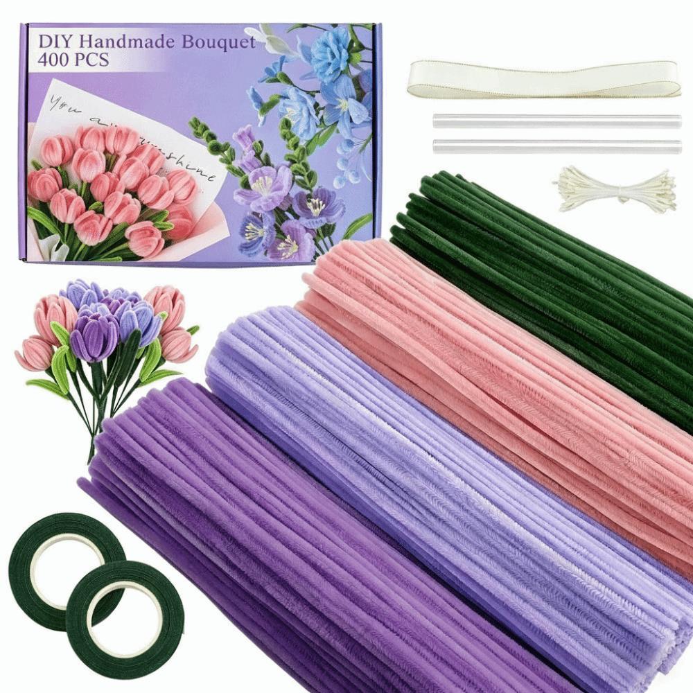 

400 Pieces Creative 12 Inch Pipe Cleaners DIY Multi-Color Twistable Stick Crafts Art Flower Making Material Chenille Stems Kids