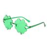 New personalized frameless four-leaf clover glasses, European and American fashion frameless sunglasses, trendy candy color