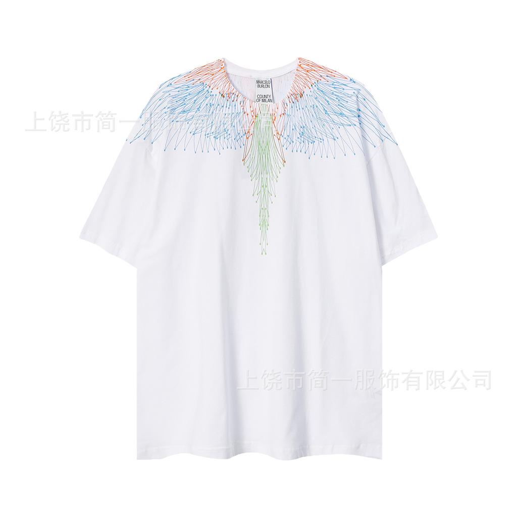 Summer Men's and Women's Same Fashion Trend T-shirt Personalized Trend Wing Printing Comfortable and Simple