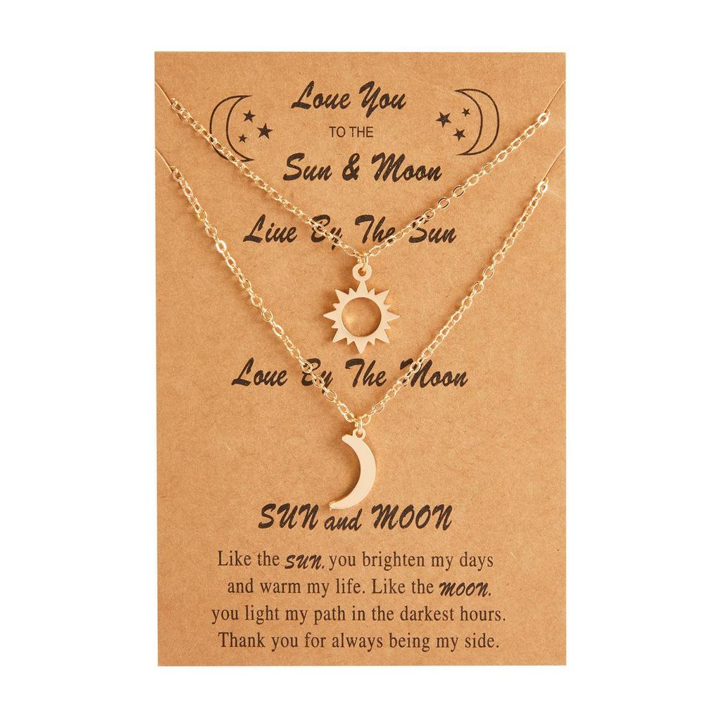 Sun and Moon Star Couple Necklace in Stainless Steel – Non-Fading Niche Design with Hollow Pendant