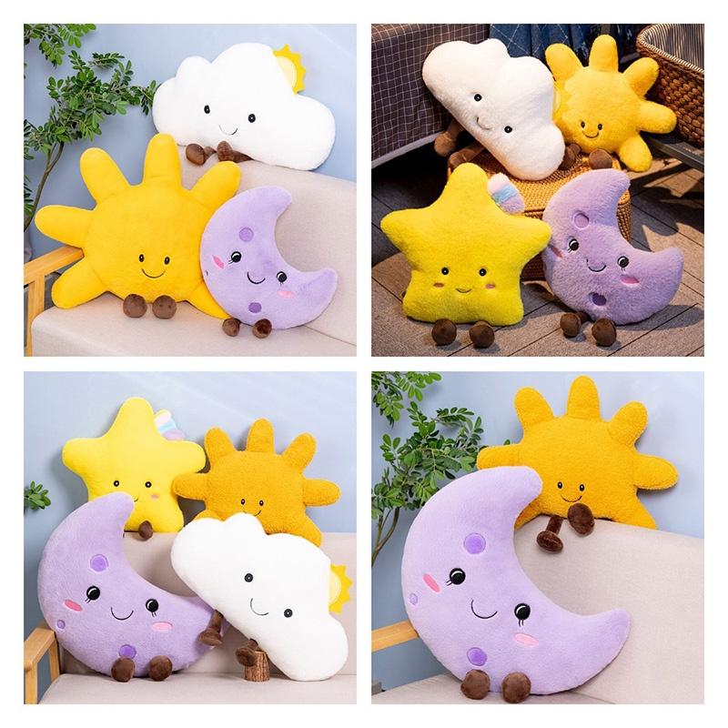 Cute Starry Sky Series Plush Toy Cushions With Soft Fluffy Clouds And Stars