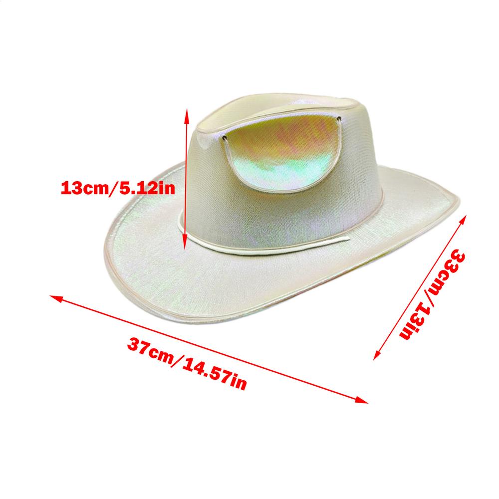 Lights Cowboy Hat With LED Light Up Caps Luminous Western Cowboy Hat Pearlescent Cowgirl Hat For Dancing Party Dress Up Hats