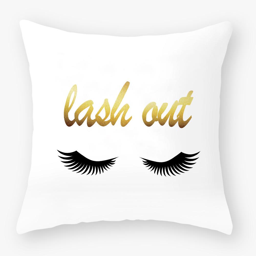 Neuer Kissenbezug mit Wimperndruck, Pfirsichleder Samt Dünner Kissenbezug, Sofakissen, Auto Lendenkissenbezug