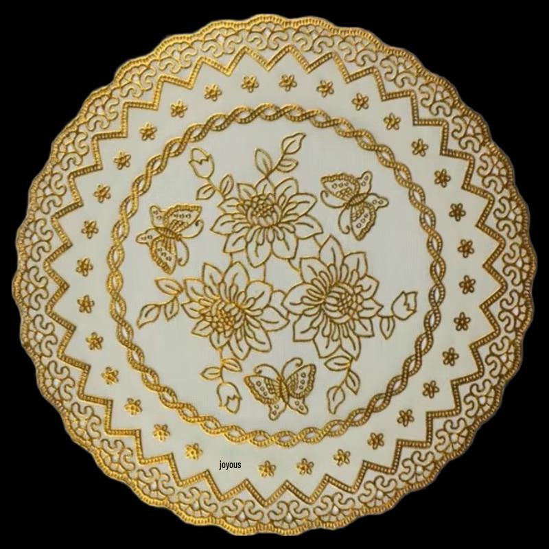 Round PVC Hollow Hot-Stamped Coaster - Prosperity Bloom