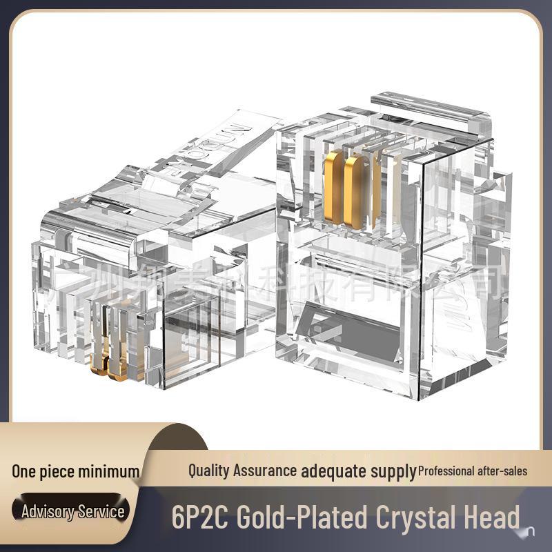 Gold-Plated RJ11 Connector Head for 6P2C Telephone Line (2-Core/4-Core/6-Core) Fax Machine