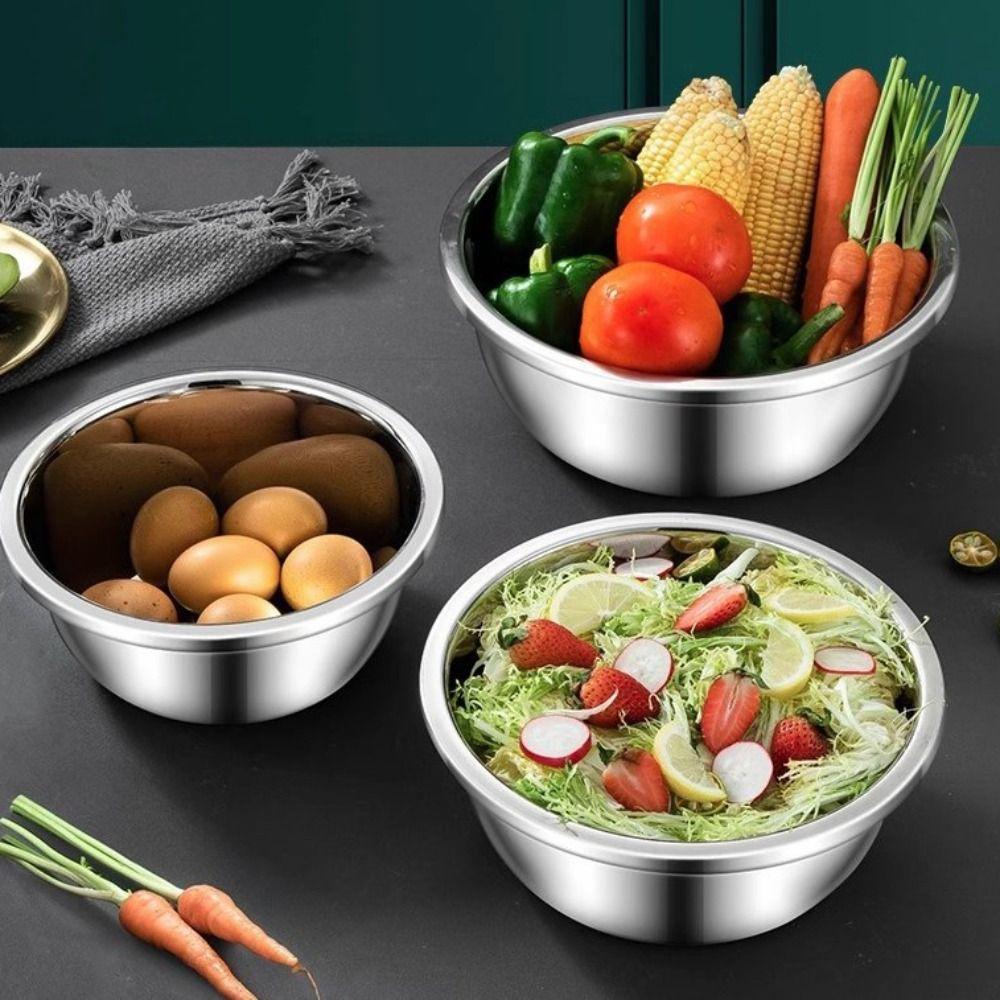 

Stainless Steel Salad Bowl Non -broken Dog Bowl Tableware Soup Bowl Kitchen