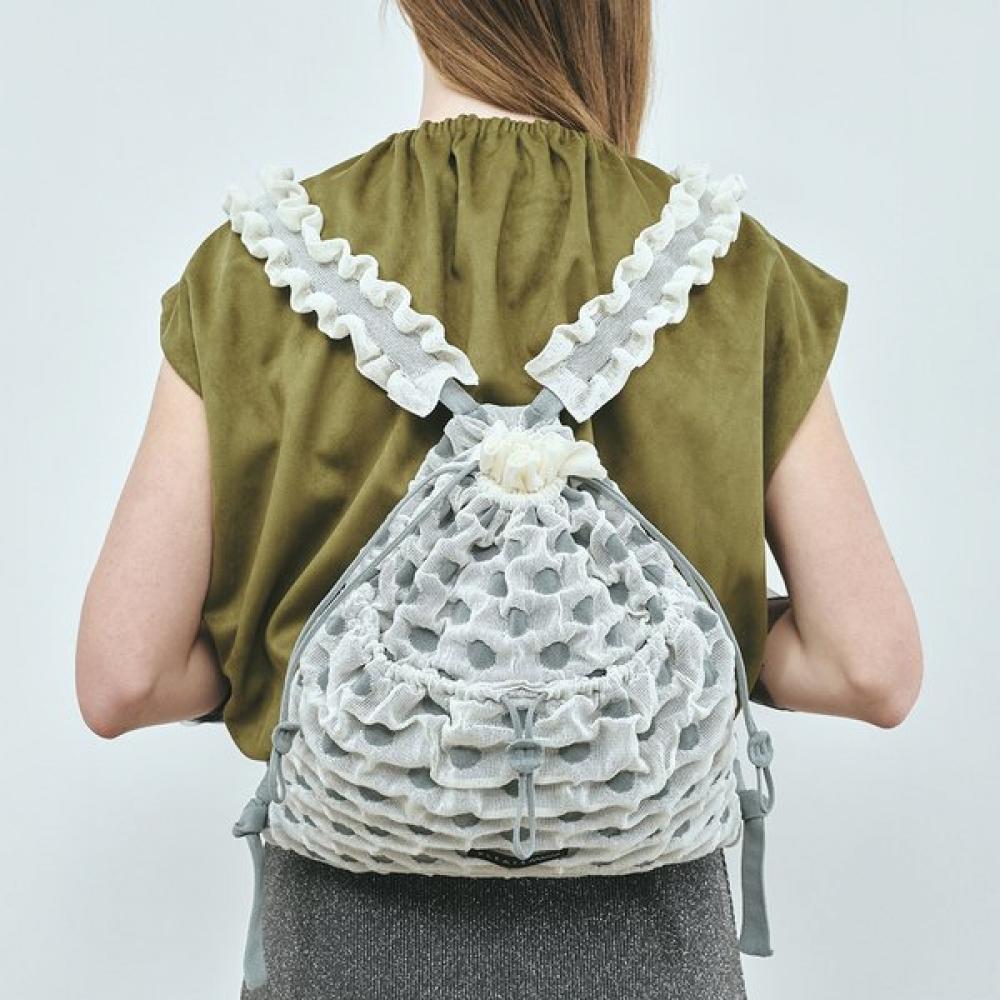 Pleatsmama Ivory Polka Dot Backpack