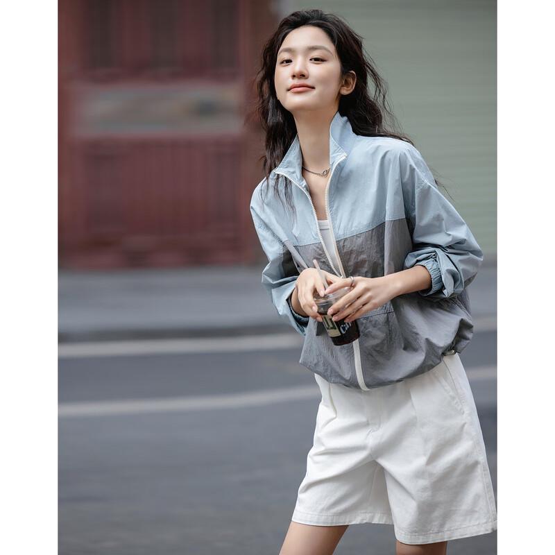 Demana Women s Color-Block Stand Collar Jacket M