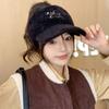 Women's Autumn and Winter Korean Version of Versatile Knitted Rabbit Warm Ear Protection Duck Tongue Baseball Cap Wool Cap Plus Velvet Thickened