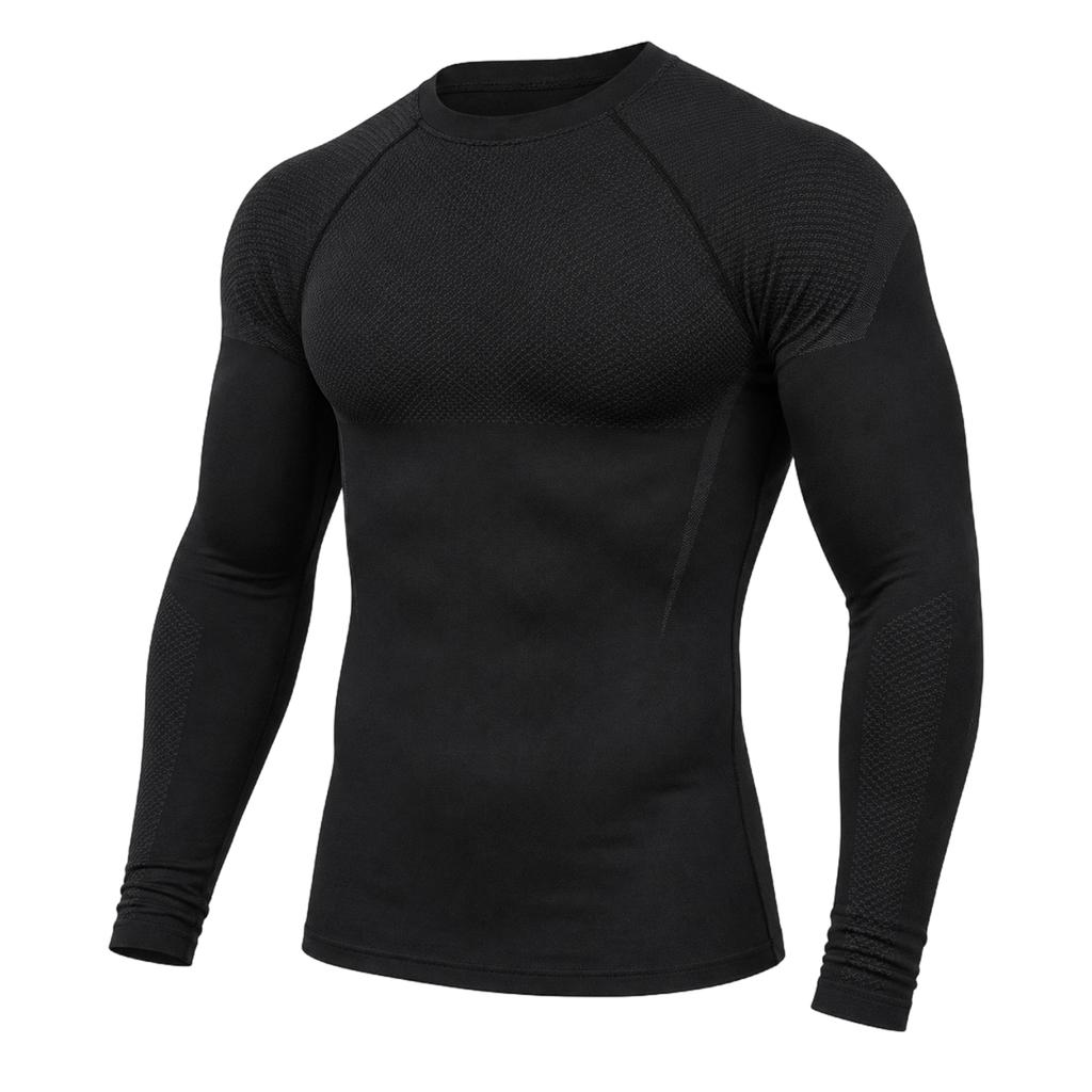 Men's Long Sleeve Compression T-Shirt Quick Dry Wicking Breathable Athletic Top for Running Gym Workout