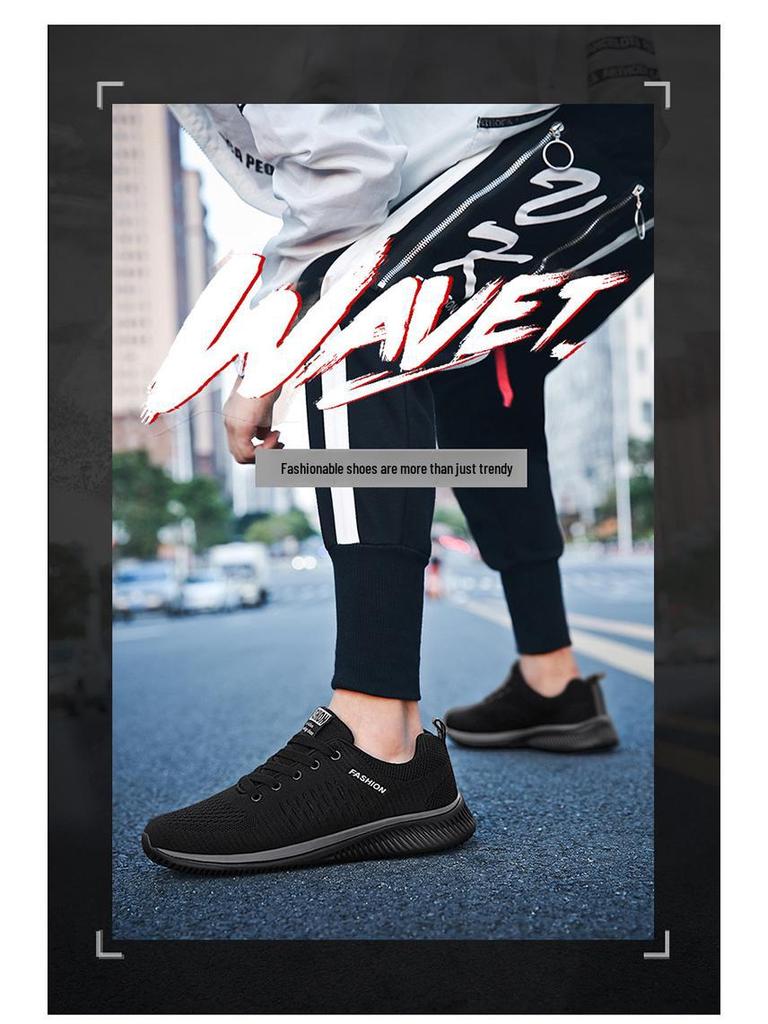 Men's Lightweight Korean-Style Mesh Running Shoes, Casual Trendy Design